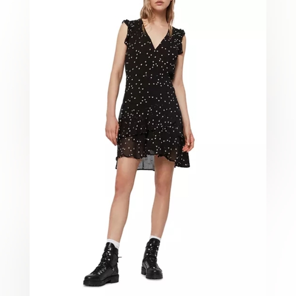 ALLSAINTS Lana Embroidered Hearts Wrap Dress, Size Small - Picture 1 of 12